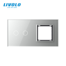 Livolo Panou sticla pentru intrerupator dublu (2 circuite) + rama simpla pentru priza argintiu