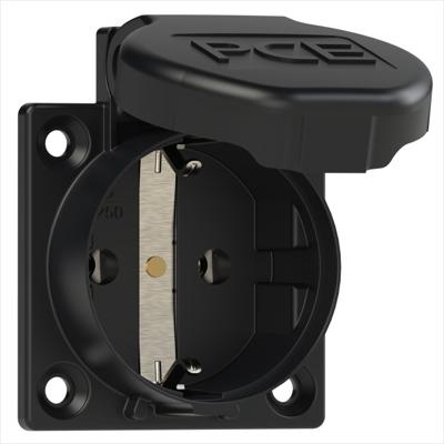 Contact socket-outlet black IP54