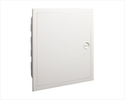 Plastic consumer unit, flat white door, flush-mounted, IP40, 2 rows, 2x12 modules