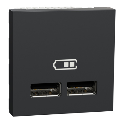 Priza dubla incarcare USB 1A 2m antracit