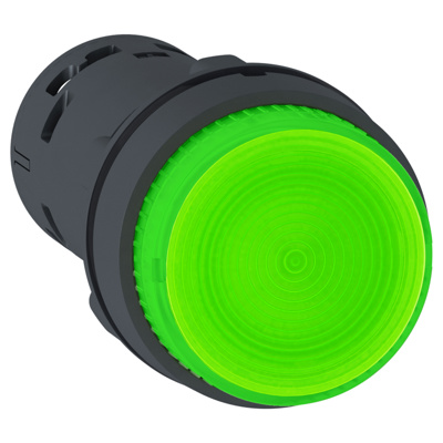 Buton iluminat LED,verde,24V,1ND