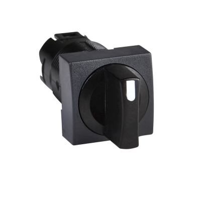 Black square selector switch head Ø16 2-position stay put