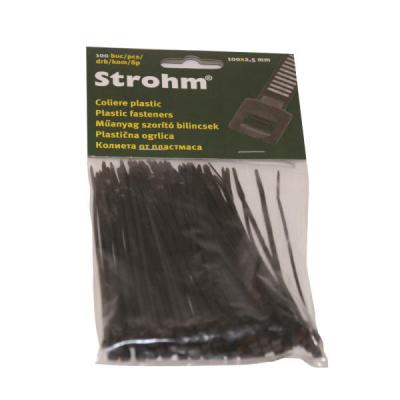 Strohm Colier plastic 100X2.5, negru, 100 buc.