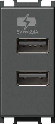 Modul Incarcator 2*USB 5V 2,4A 1M antracit