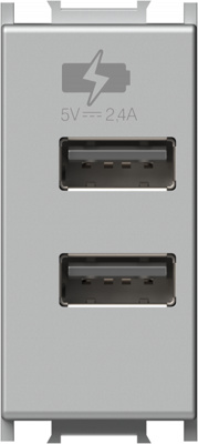 Modul Incarcator 2*USB 5V 2,4A 1M argint