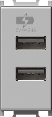 MODUL INCARCATOR  USB5V 2,4A 1 ARGINTIU MAT