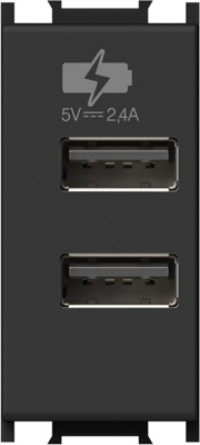Modul Incarcator USB5V 2,4A 1modul, negru