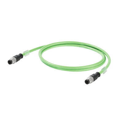 PROFINET Cable (assembled),  M12 D-code – IP 67 straight pin, Number of poles: 4