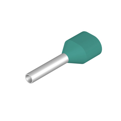 Wire end ferrule, Twin wire-end ferrule, 0.34 mm², Stripping length: 11 mm, Turquoise