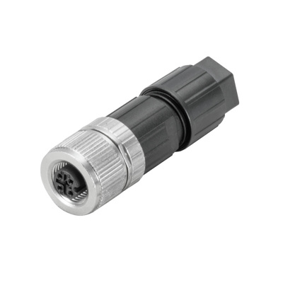 Round plug (field custom), Female socket, straight, PUSH IN, M12, 0.14 mm², 0.75 mm², 4 - 8 mm, 