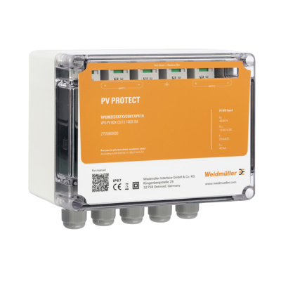 Surge prot., Combiner Box, 2 MPPT's, 1In/1Outper MPPT, Surge prot. II, Cable gland, PUSH IN, 1000 V