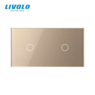 LIVOLO Panou sticla pentru intrerupator 2 x simplu gold (2 circuite)