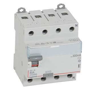 RCD DX³-ID - 4P - 400 V~ neutral right hand side - 80 A - 300 mA - AC type