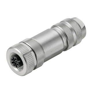 Round plug , M12, 0.14 mm², 0.75 mm², 6 - 8 mm, Number of poles: 4, Shield connection: