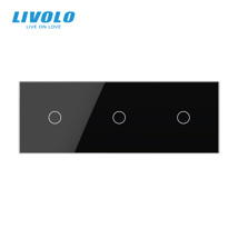 Livolo Panou sticla pentru intrerupator 3 x simplu negru (3 circuite)