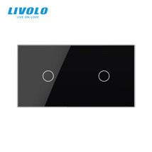 Livolo Panou sticla pentru intrerupator 2 x simplu negru(2 circuite)