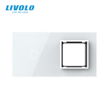 Livolo Panou sticla pentru intrerupator simplu (1 circuit) + rama simpla pentru priza alb "