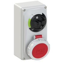 CEE-switched interlocked socket compact 16A 4p 6h IP66/IP67