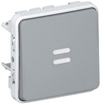 Push-button Plexo IP 55 - illuminated N/O contact - 10 A - modular - grey