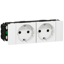 Double socket Mosaic - 2 x 2P+E - for snap on trunking - white
