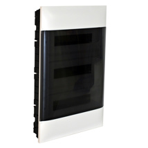 LEGRAND 3X18M FLUSH CABINET SMOKED DOOR E + N TERMINAL BLOCK FOR DRY WALL