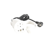 Incara Disq 80 cu Priza 2P+T, USB A+C, iesire cablu albe, finisaj alb, cablu 2m + stecar 2P+T