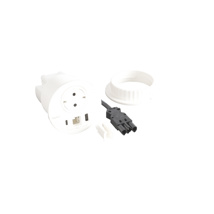 Incara Disq 80 cu Priza 2P+T, USB A+C, iesire cablu albe, finisaj alb, cablu de 0,5 m + conector W