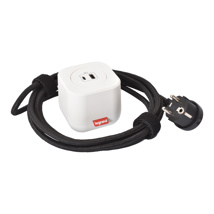 Incara Electr'On 1 post, cu finisaj alb inclus, cu 1x USB A+C alb, cablu 2,5m + stecar 2P+T