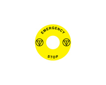 Etichetă pentru oprire de urgenţă pentru Ex9P1 H, rotundă 60 mm, autoadezivă, galben, EN