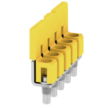 Cross-connector (terminal),  Number of poles: 5, Pitch in mm: 6.10, Insulated: Yes, 41 A, yellow